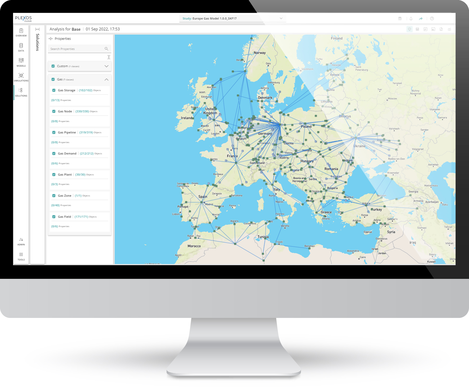 European gas dataset map