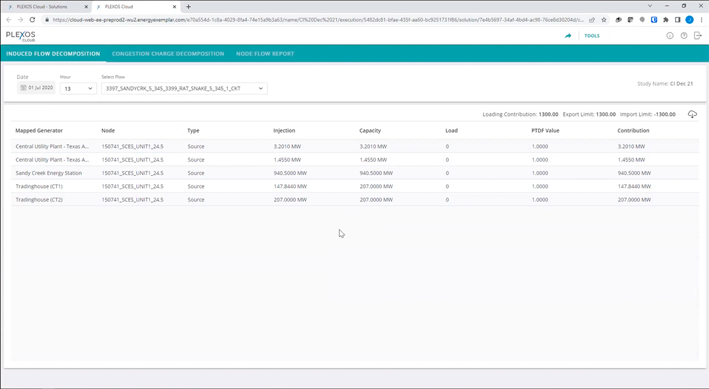 Helper and Harmer Generator report from PLEXOS Cloud