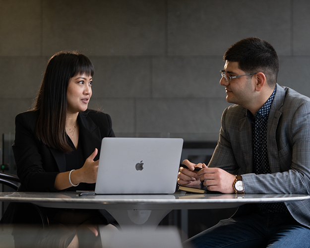 two people talking