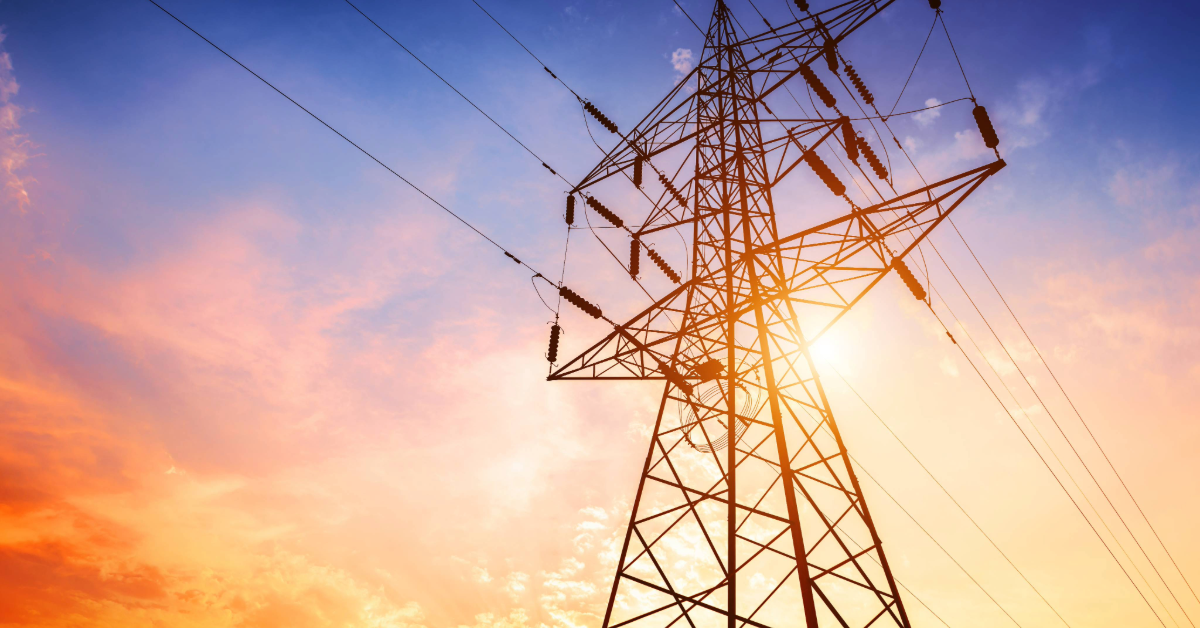 Transmission line at sunset