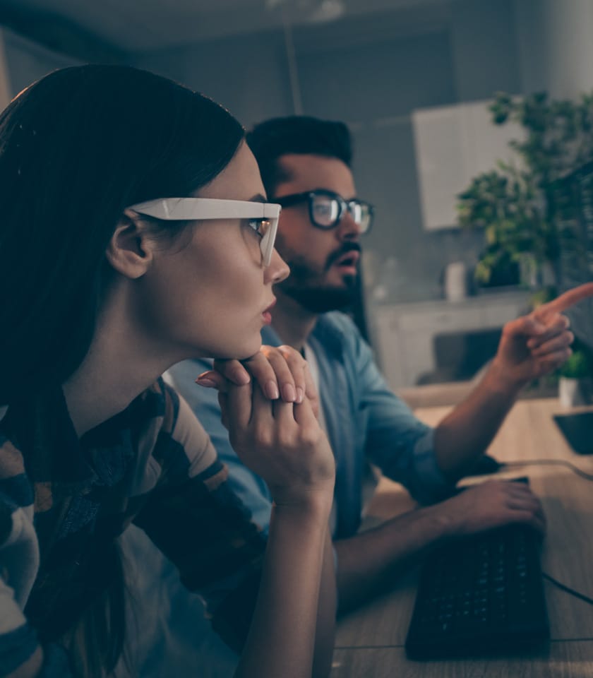 two users looking at screen