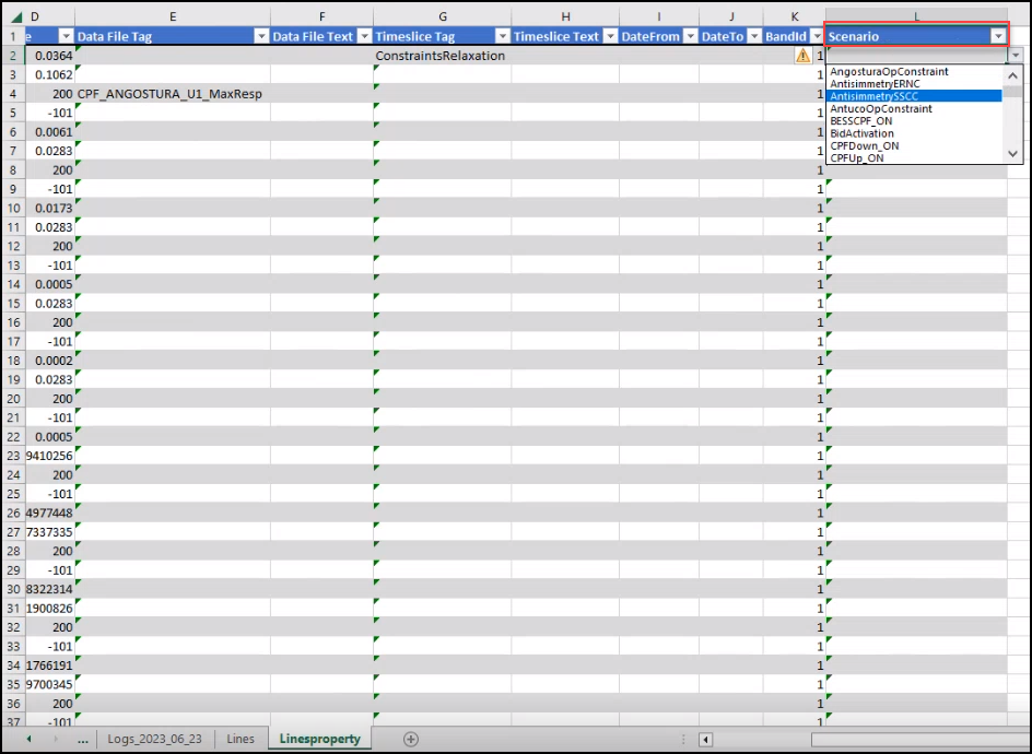 Scenarios tagging columns - Excel Add-In